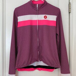 Castelli pink polka dot jacket jersey